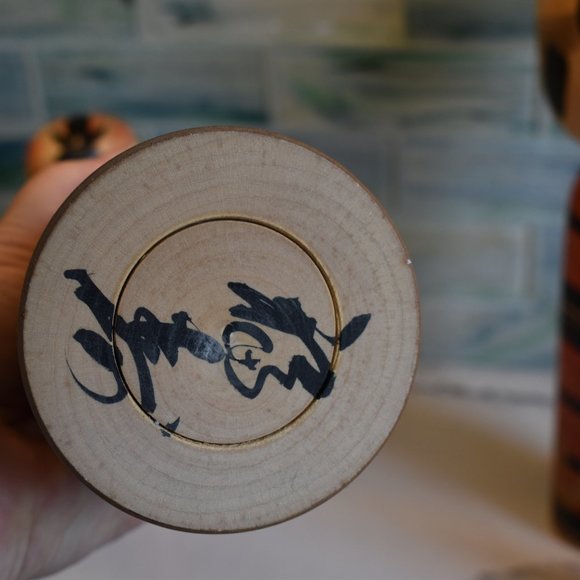 Vintage Kokeshi Wooden Hand Painted Japanese Dolls-Set of 2 - Picture 12 of 12